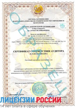 Образец сертификата соответствия аудитора №ST.RU.EXP.00014299-1 Новодвинск Сертификат ISO 14001